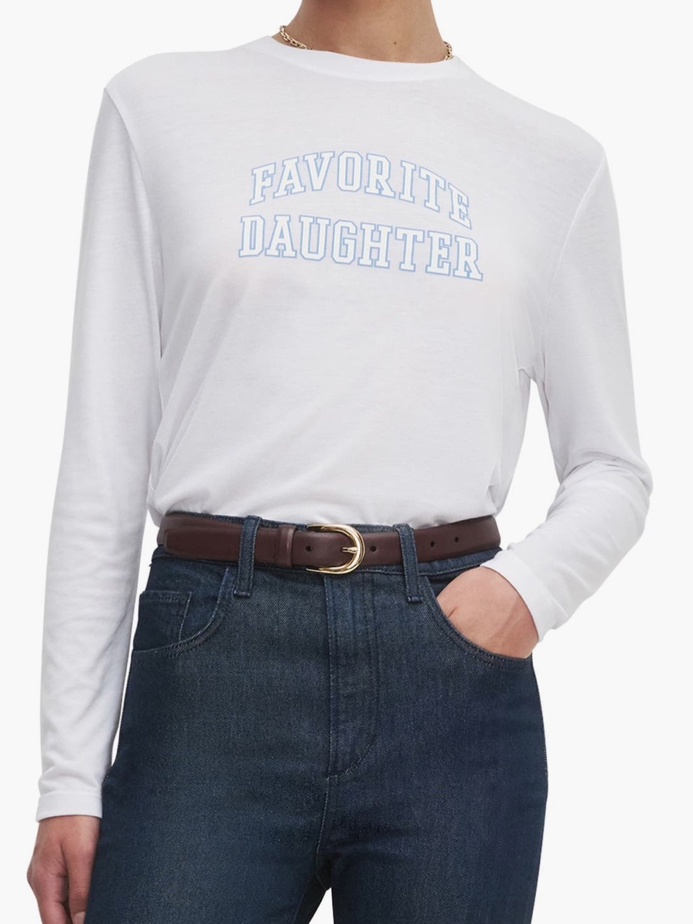 Favorite Daughter The Cropped Collegiate Long Sleeve Graphic T-Shirt
